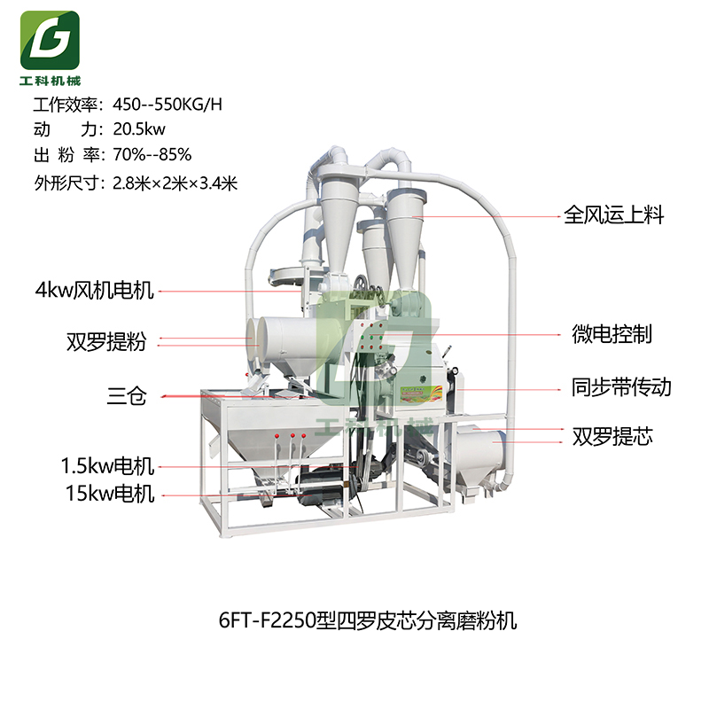 2021新款高效蕎麥小麥磨粉機 皮芯分離